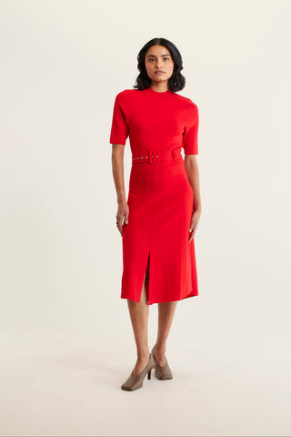 Parker Crepe Knit Dress In Red