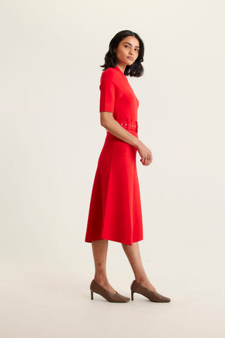 Parker Crepe Knit Dress In Red