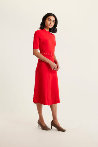 Parker Crepe Knit Dress In Red