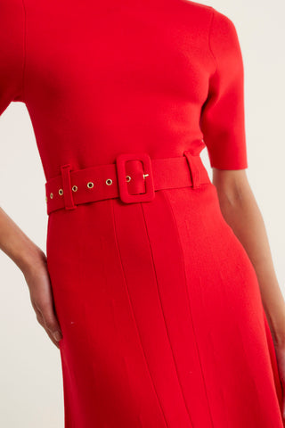 Parker Crepe Knit Dress In Red