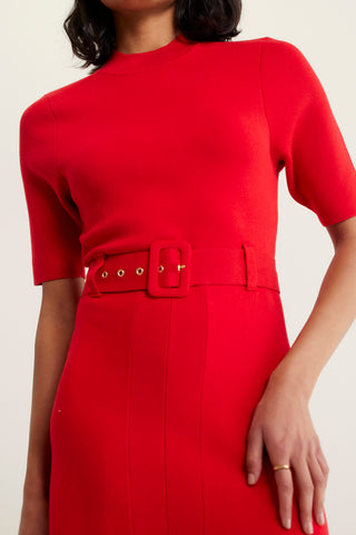 Parker Crepe Knit Dress In Red