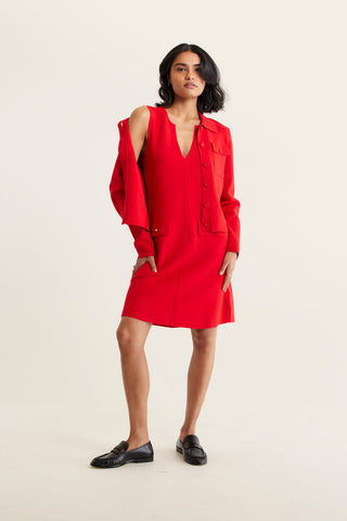 Rochelle Crepe Knit Dress In Red
