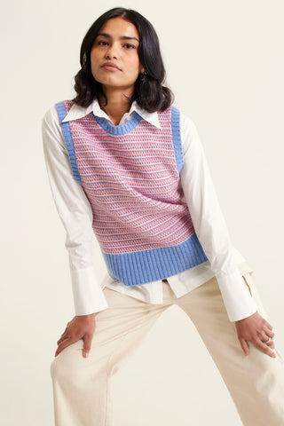 Houston Merino Cashmere Vest In Denim