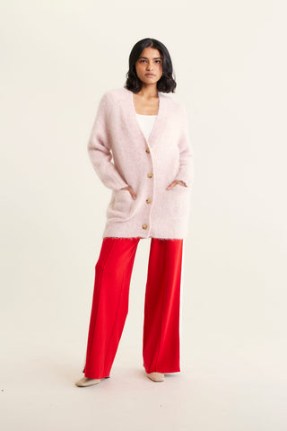 Williamsburg Brushed Alpaca Cardi In Petal