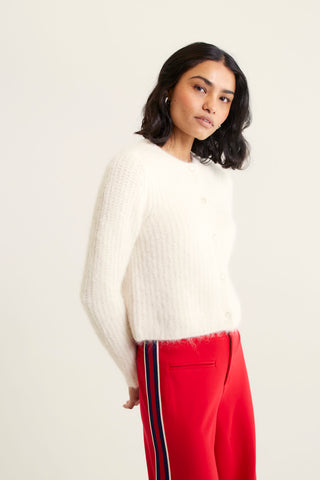Anastasia Brushed Alpaca Cardi In White