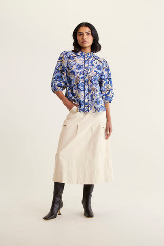 Lia Cotton Silk Shirt In Navy Astoria Print