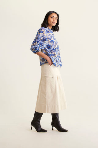 Lia Cotton Silk Shirt In Navy Astoria Print
