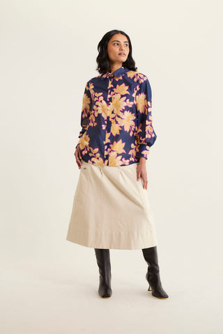 Soho Cotton Silk Shirt In Navy Lulu Print