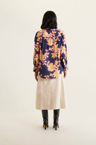 Soho Cotton Silk Shirt In Navy Lulu Print