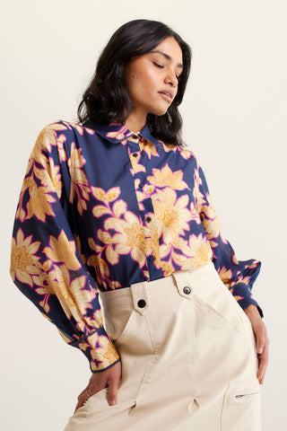 Soho Cotton Silk Shirt In Navy Lulu Print