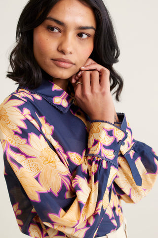 Soho Cotton Silk Shirt In Navy Lulu Print