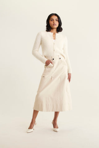 Baxter Cotton Drill Skirt In Pebble