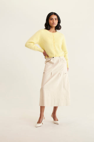 Sydney Brushed Cashmere Cardi In Lemon