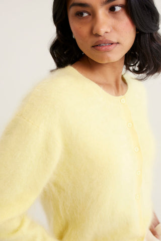 Sydney Brushed Cashmere Cardi In Lemon