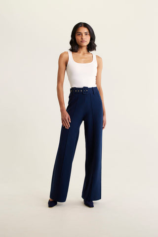 Hamilton Crepe Knit Pant In Navy