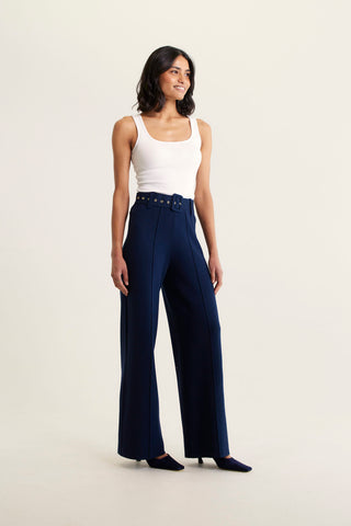 Hamilton Crepe Knit Pant In Navy