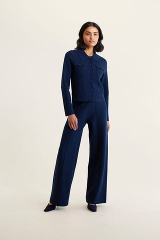 Carter Crepe Knit Jacket In Navy
