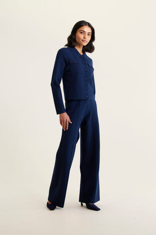 Carter Crepe Knit Jacket In Navy