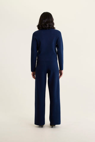 Carter Crepe Knit Jacket In Navy