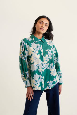 Soho Cotton Silk Shirt In Forest Lulu Print