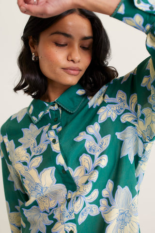 Soho Cotton Silk Shirt In Forest Lulu Print