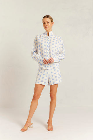Arlo Linen Short in Bluebell Posy