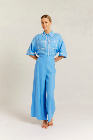 Atlas Linen Pant in Cornflower