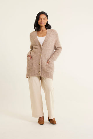 Williamsburg Brushed Alpaca Cardi In Oatmeal