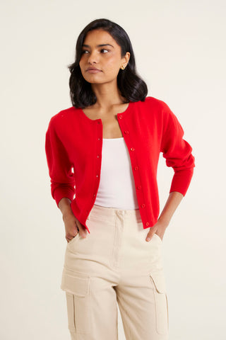 Sophia Cashmere Cardi In Crimson