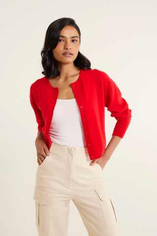 Sophia Cashmere Cardi In Crimson