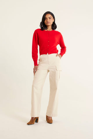 Sophia Cashmere Cardi In Crimson