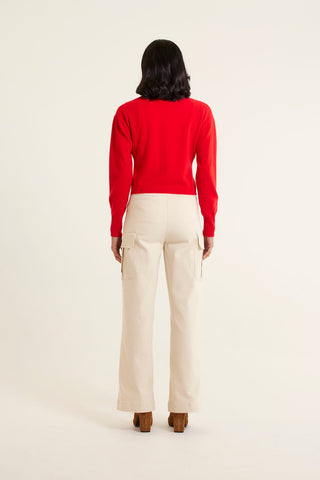 Sophia Cashmere Cardi In Crimson