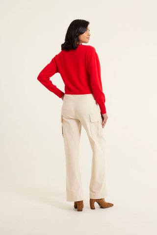 Sophia Cashmere Cardi In Crimson