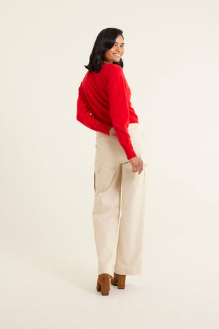 Sophia Cashmere Cardi In Crimson