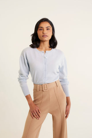 Sophia Cashmere Cardi In Pale Blue