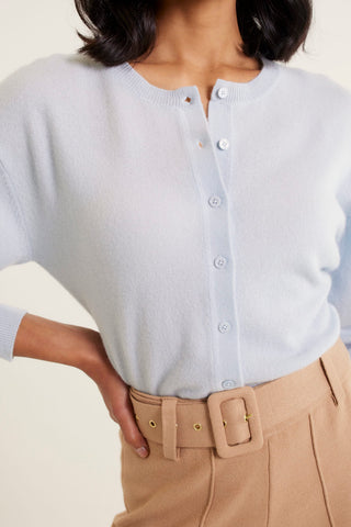 Sophia Cashmere Cardi In Pale Blue
