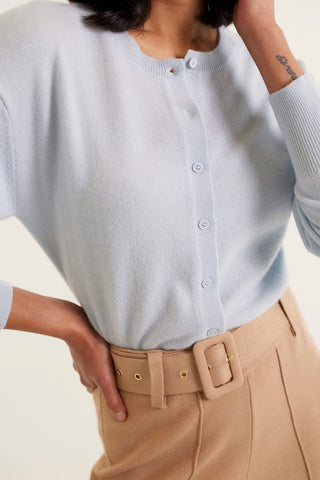 Sophia Cashmere Cardi In Pale Blue