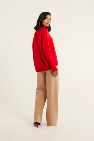 Fifi Cashmere Polo Sweater In Crimson