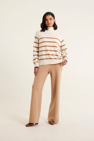 Toastie Stripe Merino Cashmere Polo In Mocha