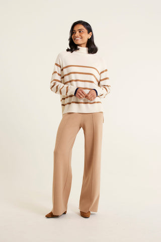 Toastie Stripe Merino Cashmere Polo In Mocha