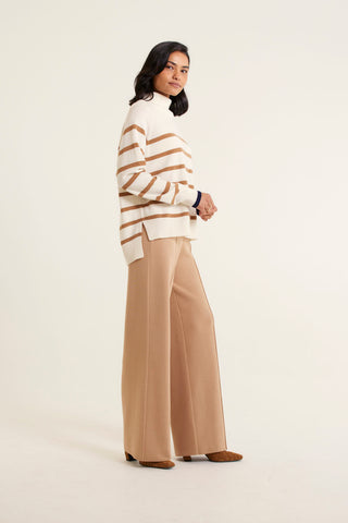 Toastie Stripe Merino Cashmere Polo In Mocha