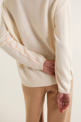 Roosevelt Merino Cashmere Sweater In White Alyssum