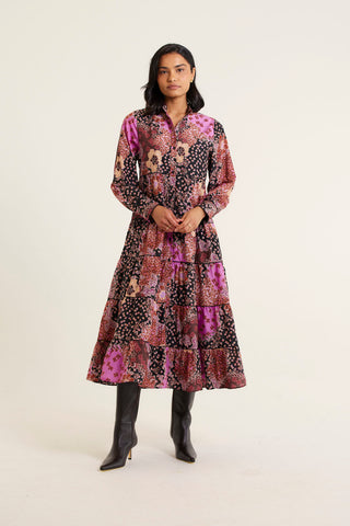 Cornelia Cotton Silk Dress In Magenta Banksia