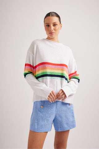 Rainbow Bella Cotton Sweater in White