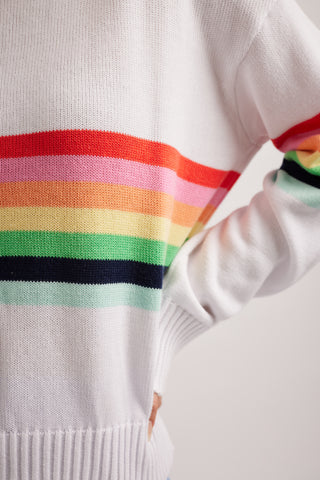 Rainbow Bella Cotton Sweater in White
