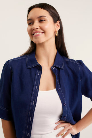 Ruby Linen Shirt  In Navy