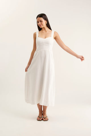 Simmie Linen Dress In White