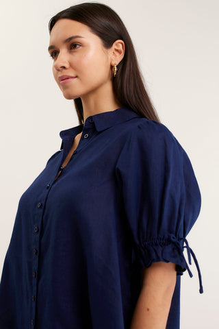 Tessa Linen Shirt In Navy
