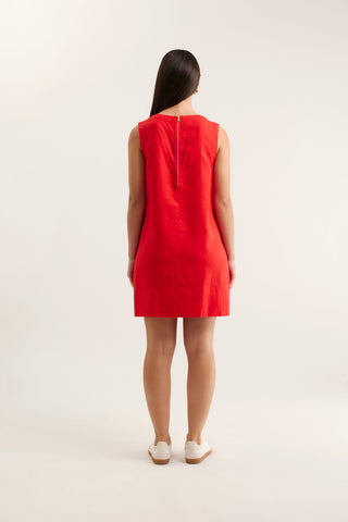 Vespa Linen Dress In Red