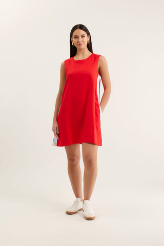 Vespa Linen Dress In Red